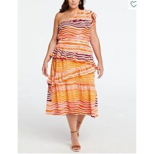 Rafaella Ella Colourful Tiered One Shoulder Dress 2X